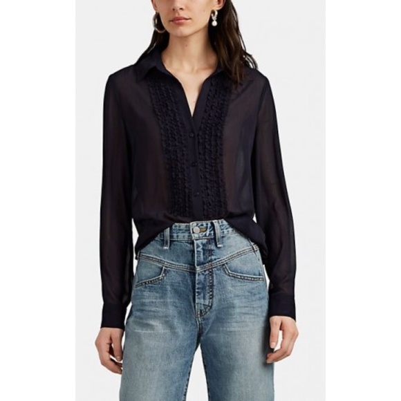 L'AGENCE Tops - L'Agence Mari Ruffle Chiffon Tuxedo Blouse